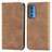 Leather Case Stands Flip Cover Holder S04D for Motorola Moto Edge 20 Pro 5G Brown