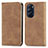 Leather Case Stands Flip Cover Holder S04D for Motorola Moto Edge 30 Pro 5G Brown
