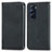 Leather Case Stands Flip Cover Holder S04D for Motorola Moto Edge Plus (2022) 5G Black