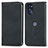 Leather Case Stands Flip Cover Holder S04D for Motorola Moto G 5G (2022) Black