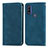 Leather Case Stands Flip Cover Holder S04D for Motorola Moto G Pure Blue