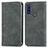 Leather Case Stands Flip Cover Holder S04D for Motorola Moto G Pure Gray