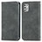 Leather Case Stands Flip Cover Holder S04D for Motorola Moto G Stylus (2021) Gray