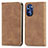 Leather Case Stands Flip Cover Holder S04D for Motorola Moto G Stylus (2022) 5G Brown