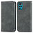 Leather Case Stands Flip Cover Holder S04D for Motorola Moto G22 Gray