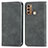 Leather Case Stands Flip Cover Holder S04D for Motorola Moto G40 Fusion Gray