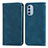 Leather Case Stands Flip Cover Holder S04D for Motorola Moto G51 5G Blue