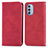 Leather Case Stands Flip Cover Holder S04D for Motorola Moto G51 5G Red