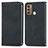 Leather Case Stands Flip Cover Holder S04D for Motorola Moto G60 Black