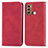 Leather Case Stands Flip Cover Holder S04D for Motorola Moto G60 Red