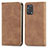 Leather Case Stands Flip Cover Holder S04D for Oppo A95 4G Brown