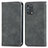 Leather Case Stands Flip Cover Holder S04D for Oppo A95 4G Gray