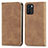 Leather Case Stands Flip Cover Holder S04D for Oppo Reno6 Z 5G Brown