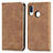 Leather Case Stands Flip Cover Holder S04D for Samsung Galaxy A20e Brown