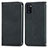 Leather Case Stands Flip Cover Holder S04D for Samsung Galaxy A41 Black