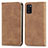 Leather Case Stands Flip Cover Holder S04D for Samsung Galaxy A41 Brown