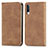 Leather Case Stands Flip Cover Holder S04D for Samsung Galaxy A50 Brown