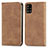 Leather Case Stands Flip Cover Holder S04D for Samsung Galaxy A71 5G Brown