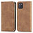 Leather Case Stands Flip Cover Holder S04D for Samsung Galaxy A81 Brown