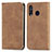 Leather Case Stands Flip Cover Holder S04D for Samsung Galaxy M40 Brown