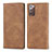 Leather Case Stands Flip Cover Holder S04D for Samsung Galaxy Note 20 5G Brown
