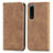 Leather Case Stands Flip Cover Holder S04D for Sony Xperia 5 III Brown