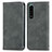 Leather Case Stands Flip Cover Holder S04D for Sony Xperia 5 III Gray