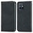 Leather Case Stands Flip Cover Holder S04D for Vivo T1 5G India Black