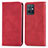 Leather Case Stands Flip Cover Holder S04D for Vivo T1 5G India Red