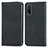 Leather Case Stands Flip Cover Holder S04D for Vivo Y11s Black