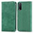 Leather Case Stands Flip Cover Holder S04D for Vivo Y11s Green