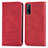 Leather Case Stands Flip Cover Holder S04D for Vivo Y11s Red