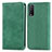 Leather Case Stands Flip Cover Holder S04D for Vivo Y20 Green