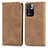 Leather Case Stands Flip Cover Holder S04D for Xiaomi Redmi Note 11 Pro+ Plus 5G Brown