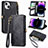 Leather Case Stands Flip Cover Holder S05D for Apple iPhone 13