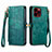 Leather Case Stands Flip Cover Holder S05D for Apple iPhone 13 Pro Green