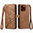 Leather Case Stands Flip Cover Holder S05D for Apple iPhone 13 Pro Max Brown