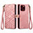 Leather Case Stands Flip Cover Holder S05D for Apple iPhone 13 Pro Rose Gold