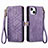 Leather Case Stands Flip Cover Holder S05D for Apple iPhone 13 Purple