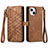Leather Case Stands Flip Cover Holder S05D for Apple iPhone 14 Plus Brown