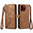 Leather Case Stands Flip Cover Holder S05D for Apple iPhone 14 Pro Max Brown