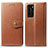 Leather Case Stands Flip Cover Holder S05D for Huawei P40 Brown