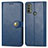 Leather Case Stands Flip Cover Holder S05D for Motorola Moto E20 Blue