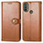 Leather Case Stands Flip Cover Holder S05D for Motorola Moto E20 Brown