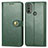 Leather Case Stands Flip Cover Holder S05D for Motorola Moto E20 Green