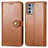 Leather Case Stands Flip Cover Holder S05D for Motorola Moto Edge 20 5G Brown
