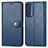 Leather Case Stands Flip Cover Holder S05D for Motorola Moto Edge (2021) 5G Blue