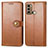 Leather Case Stands Flip Cover Holder S05D for Motorola Moto G40 Fusion Brown
