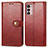 Leather Case Stands Flip Cover Holder S05D for Motorola Moto G42 Red