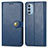 Leather Case Stands Flip Cover Holder S05D for Motorola Moto G51 5G Blue